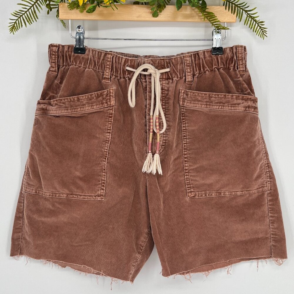 Free People Brown Corduroy Drawstring Bermuda Shorts